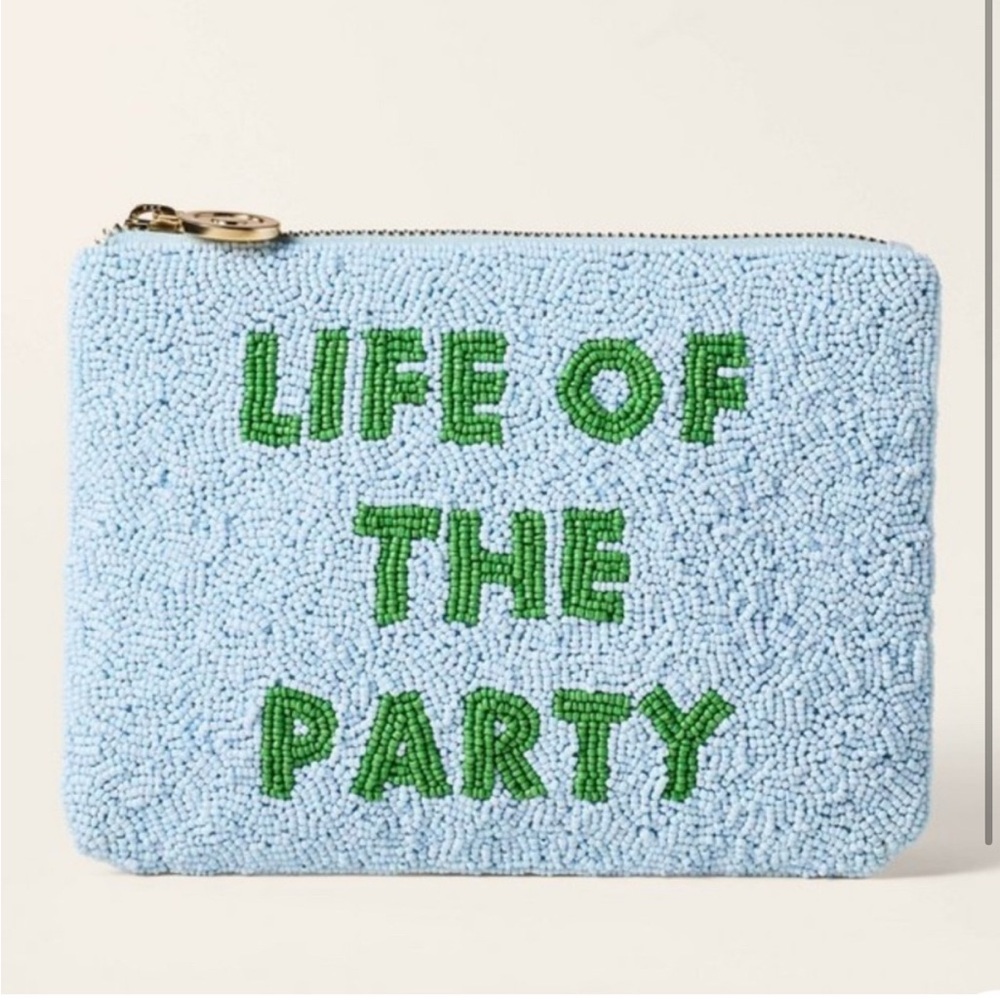 Beaded Clutch with Green Text